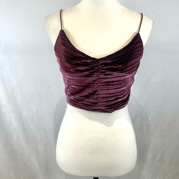 Wild Fable plum burgundy wine velvet ribbed crop top size medium - Picture 3 of 7